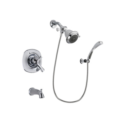 Delta Addison Chrome Finish Dual Control Tub and Shower Faucet System Package with Shower Head and Wall-Mount Bracket with Handheld Shower Spray Includes Rough-in Valve and Tub Spout DSP0997V