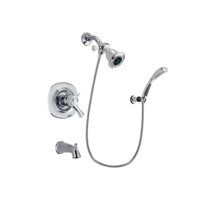 Delta Addison Chrome Finish Thermostatic Tub and Shower Faucet System Package with Water Efficient Showerhead and Wall-Mount Bracket with Handheld Shower Spray Includes Rough-in Valve and Tub Spout DSP1009V