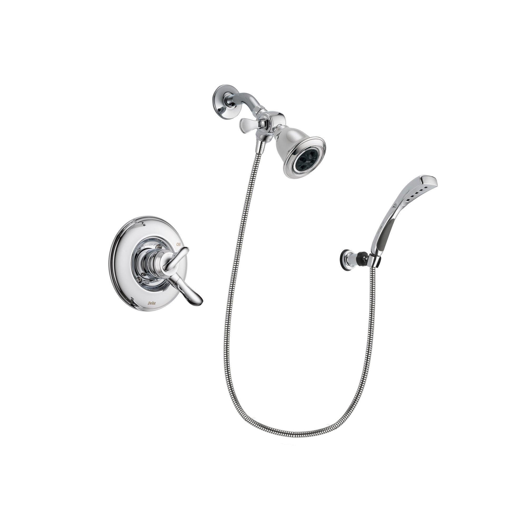 Delta Linden Chrome Finish Dual Control Shower Faucet System Package with Water Efficient Showerhead and Wall-Mount Bracket with Handheld Shower Spray Includes Rough-in Valve DSP1034V