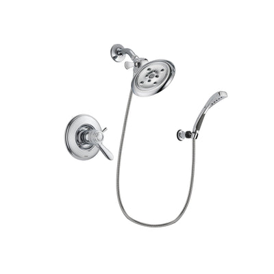 Delta Lahara Chrome Finish Thermostatic Shower Faucet System Package with Large Rain Showerhead and Wall-Mount Bracket with Handheld Shower Spray Includes Rough-in Valve DSP1038V