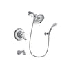 Delta Linden Chrome Finish Dual Control Tub and Shower Faucet System Package with Large Rain Showerhead and Wall-Mount Bracket with Handheld Shower Spray Includes Rough-in Valve and Tub Spout DSP1067V