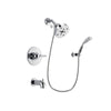 Delta Trinsic Chrome Finish Tub and Shower Faucet System Package with 5-1/2 inch Shower Head and Wall-Mount Bracket with Handheld Shower Spray Includes Rough-in Valve and Tub Spout DSP1083V