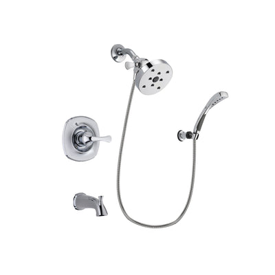 Delta Addison Chrome Finish Tub and Shower Faucet System Package with 5-1/2 inch Shower Head and Wall-Mount Bracket with Handheld Shower Spray Includes Rough-in Valve and Tub Spout DSP1087V
