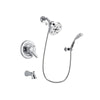 Delta Lahara Chrome Finish Dual Control Tub and Shower Faucet System Package with 5-1/2 inch Shower Head and Wall-Mount Bracket with Handheld Shower Spray Includes Rough-in Valve and Tub Spout DSP1091V