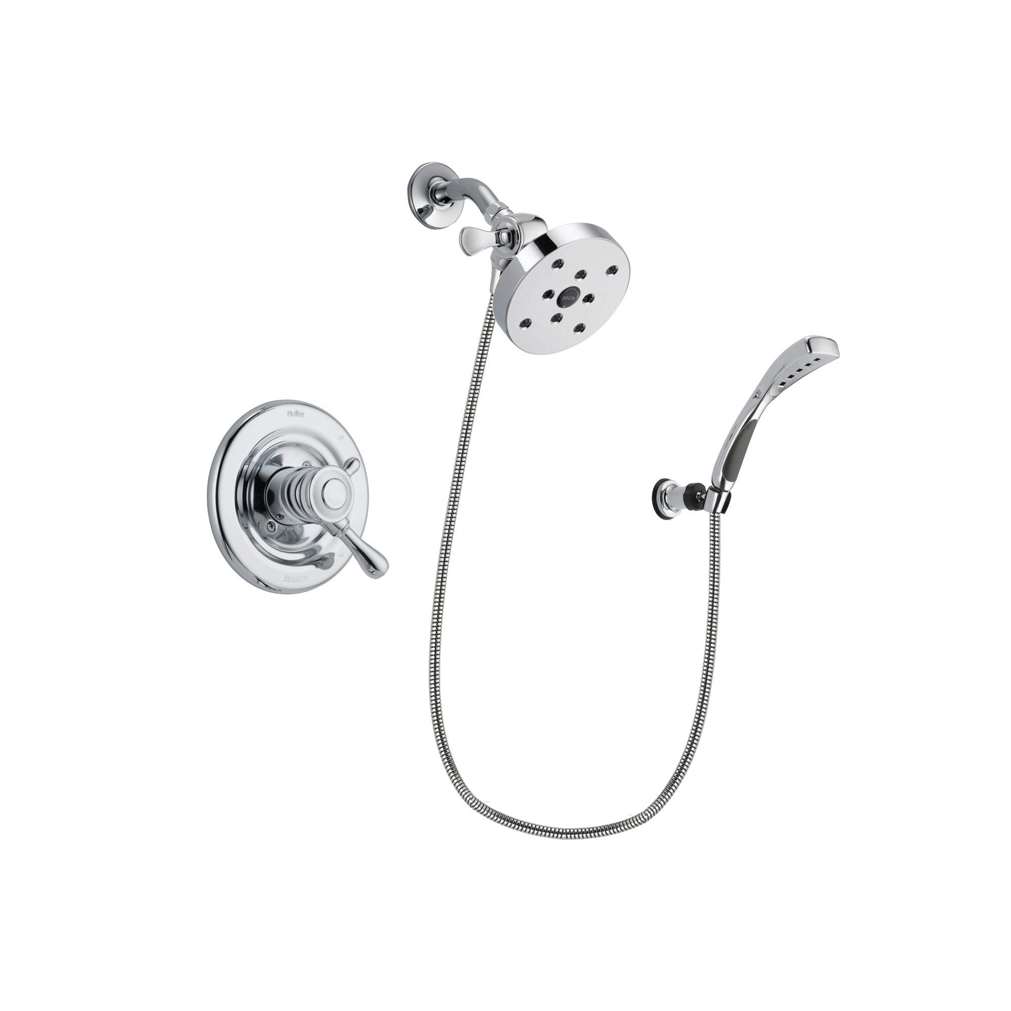 Delta Leland Chrome Finish Dual Control Shower Faucet System Package with 5-1/2 inch Shower Head and Wall-Mount Bracket with Handheld Shower Spray Includes Rough-in Valve DSP1098V