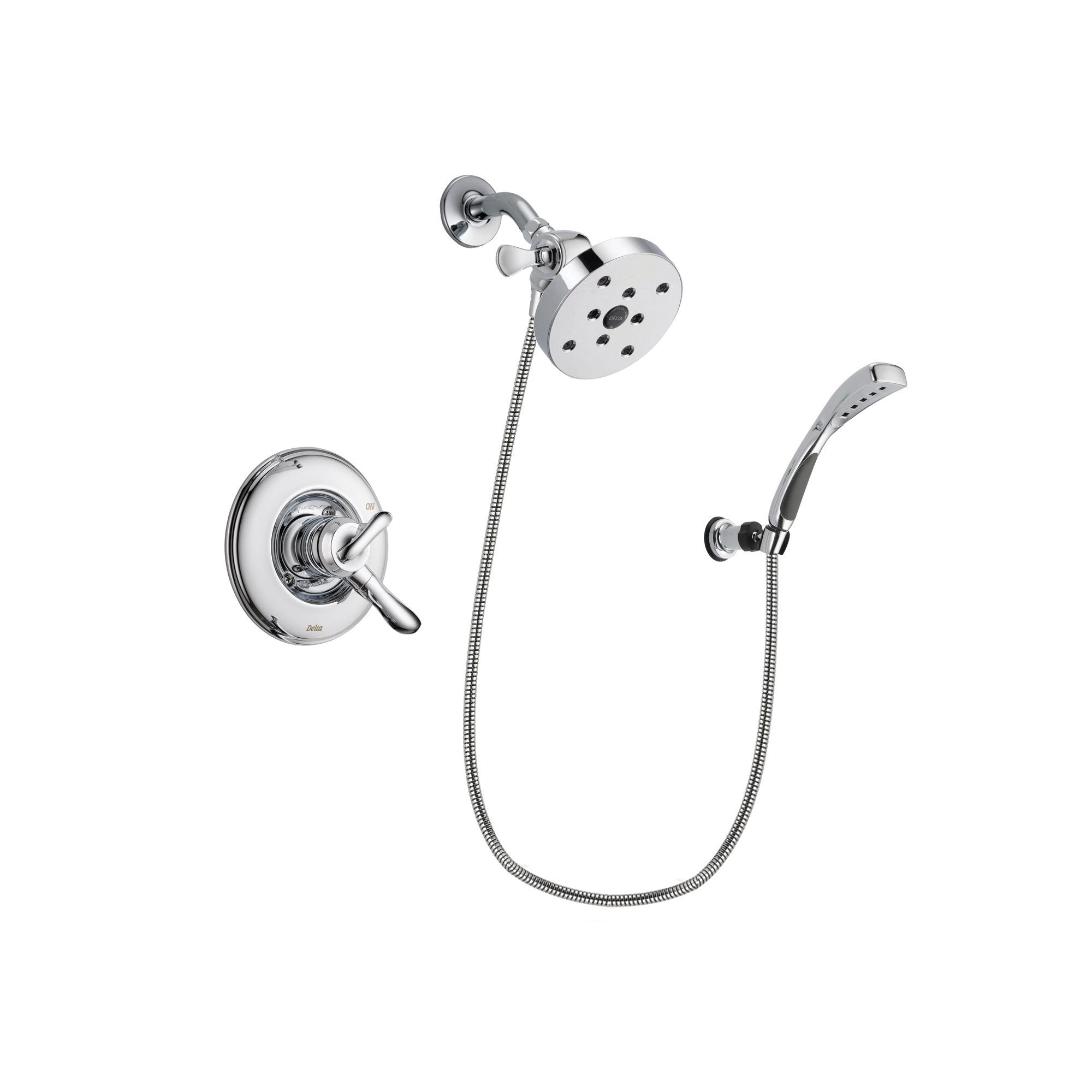 Delta Linden Chrome Finish Dual Control Shower Faucet System Package with 5-1/2 inch Shower Head and Wall-Mount Bracket with Handheld Shower Spray Includes Rough-in Valve DSP1102V