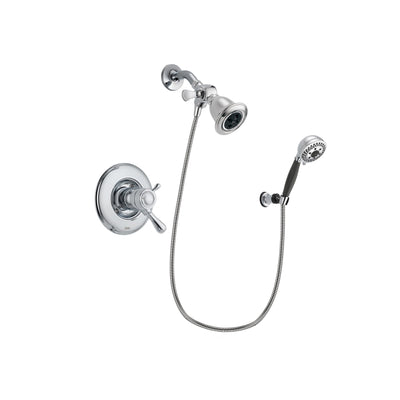 Delta Leland Chrome Finish Thermostatic Shower Faucet System Package with Water Efficient Showerhead and 5-Spray Modern Handheld Shower with Wall Bracket and Hose Includes Rough-in Valve DSP1144V