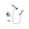 Delta Leland Chrome Finish Dual Control Tub and Shower Faucet System Package with Water Efficient Showerhead and 5-Spray Modern Handheld Shower with Wall Bracket and Hose Includes Rough-in Valve and Tub Spout DSP1165V