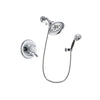 Delta Leland Chrome Finish Dual Control Shower Faucet System Package with Large Rain Showerhead and 5-Spray Modern Handheld Shower with Wall Bracket and Hose Includes Rough-in Valve DSP1200V