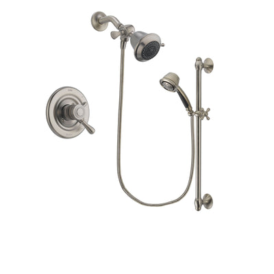 Delta Leland Stainless Steel Finish Dual Control Shower Faucet System Package with Shower Head and 5-Spray Personal Handshower with Slide Bar Includes Rough-in Valve DSP1268V
