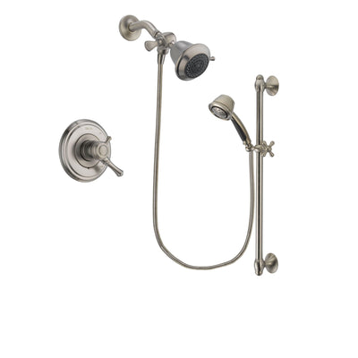Delta Cassidy Stainless Steel Finish Dual Control Shower Faucet System Package with Shower Head and 5-Spray Personal Handshower with Slide Bar Includes Rough-in Valve DSP1274V