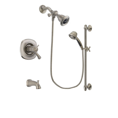 Delta Addison Stainless Steel Finish Thermostatic Tub and Shower Faucet System Package with Water Efficient Showerhead and 5-Spray Personal Handshower with Slide Bar Includes Rough-in Valve and Tub Spout DSP1281V