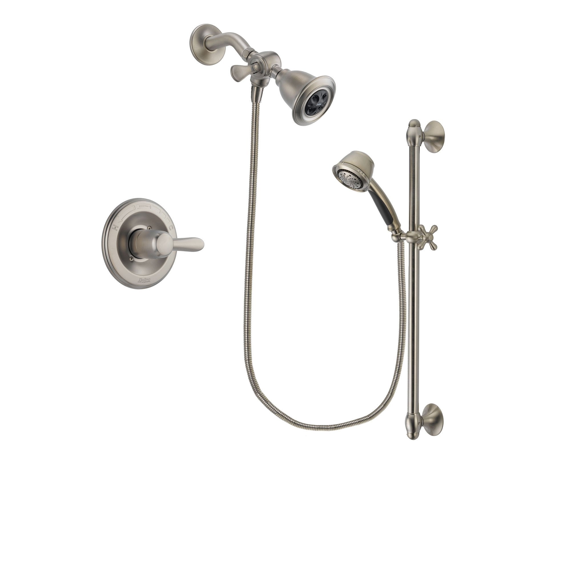 Delta Lahara Stainless Steel Finish Shower Faucet System Package with Water Efficient Showerhead and 5-Spray Personal Handshower with Slide Bar Includes Rough-in Valve DSP1286V