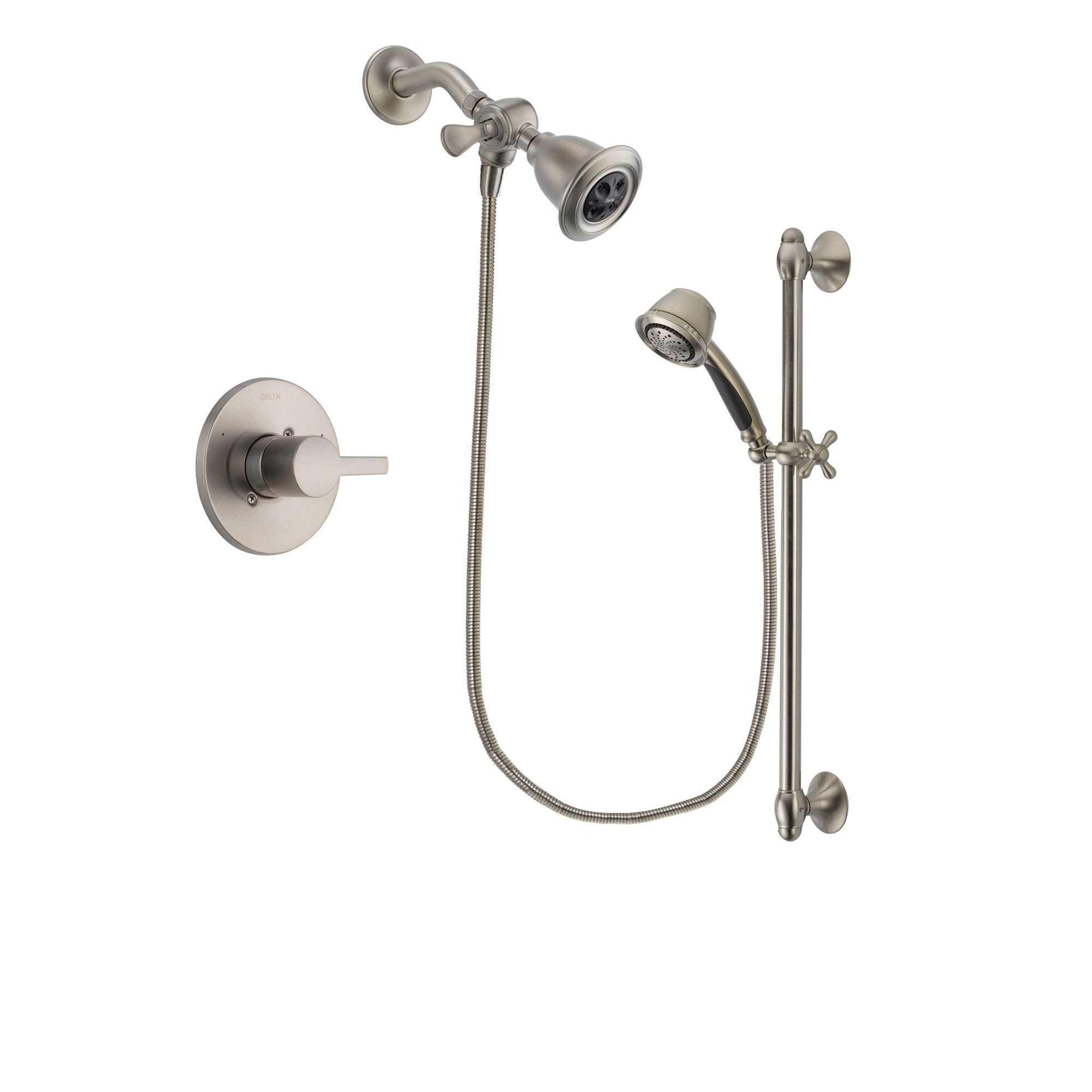 Delta Compel Stainless Steel Finish Shower Faucet System Package with Water Efficient Showerhead and 5-Spray Personal Handshower with Slide Bar Includes Rough-in Valve DSP1290V