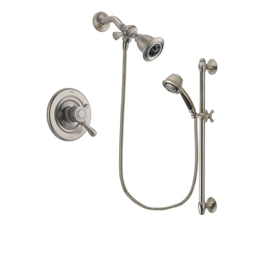 Delta Leland Stainless Steel Finish Dual Control Shower Faucet System Package with Water Efficient Showerhead and 5-Spray Personal Handshower with Slide Bar Includes Rough-in Valve DSP1302V