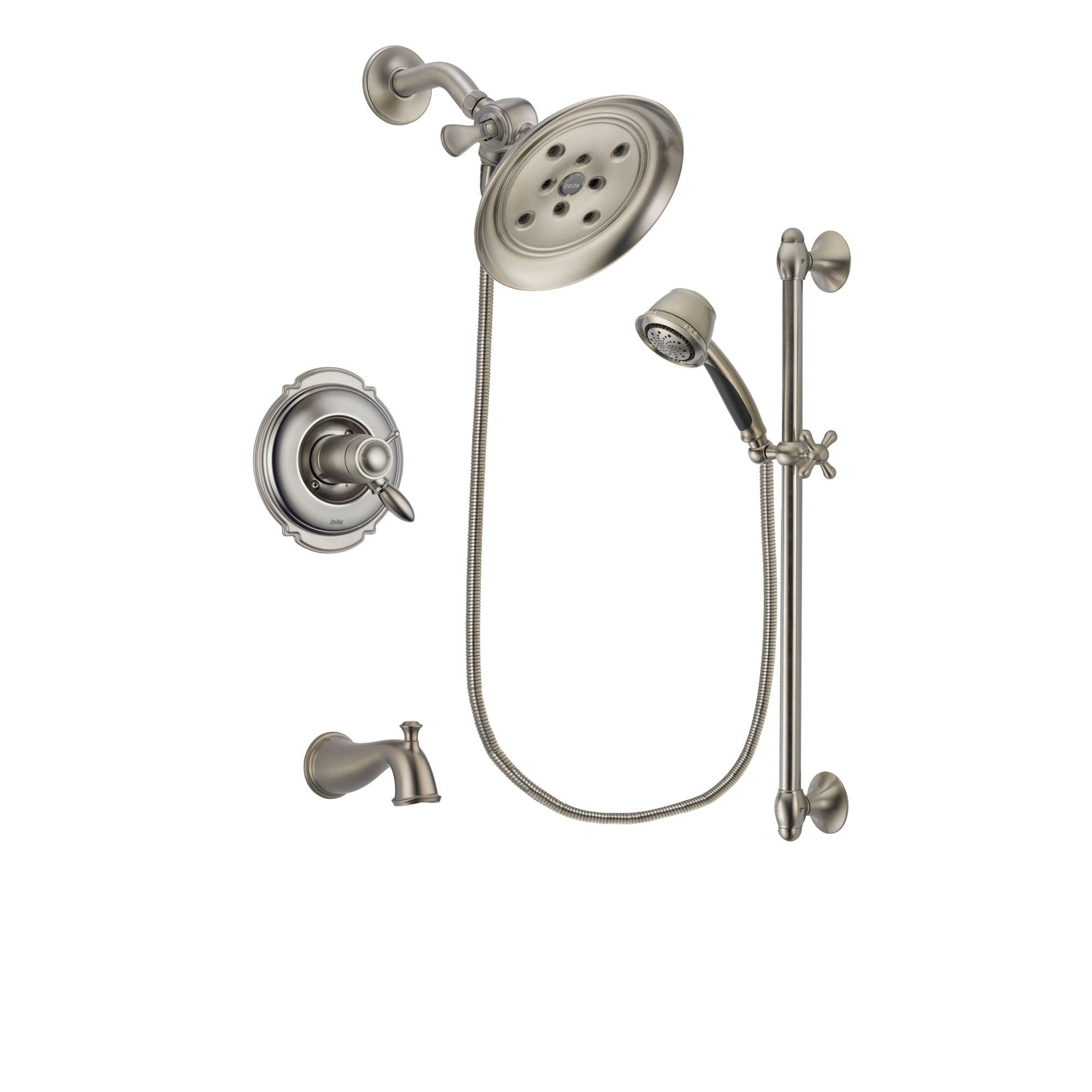 Delta Victorian Stainless Steel Finish Tub & Shower System w/Hand Spray DSP1311V