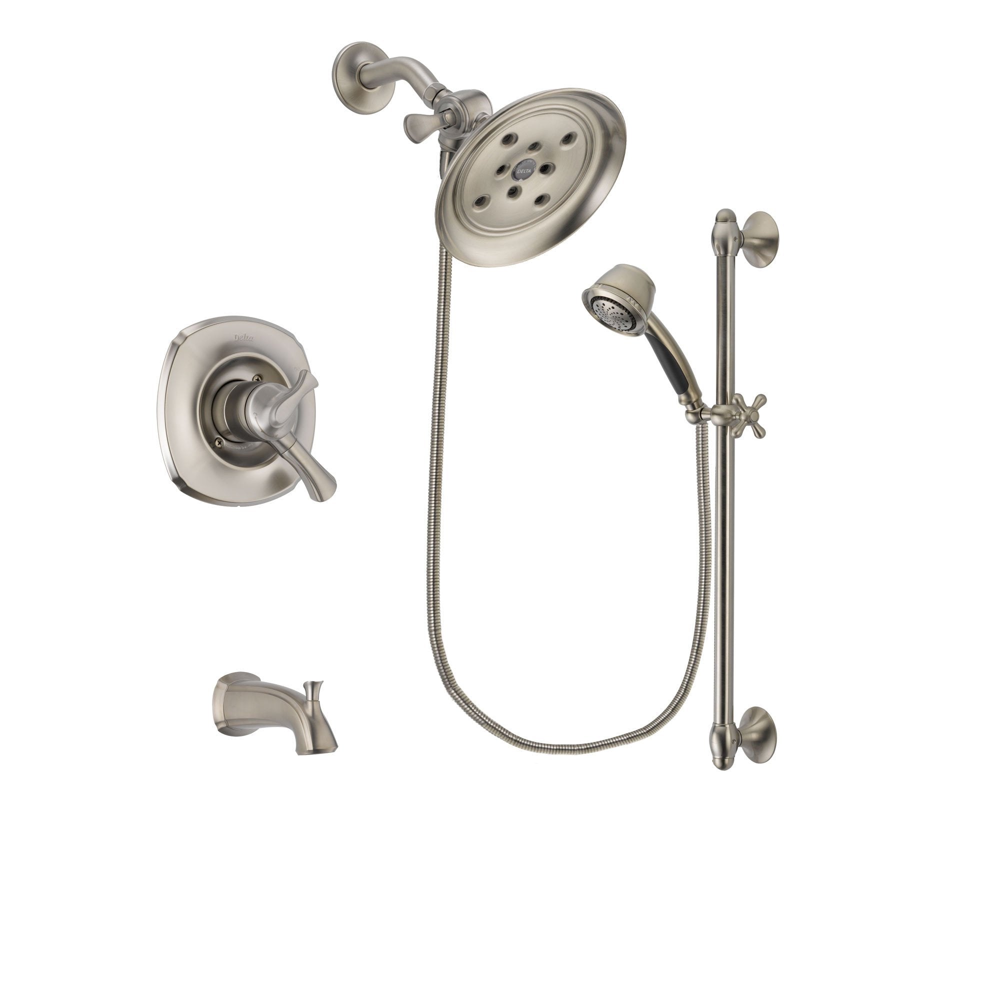 Delta Addison Stainless Steel Finish Tub and Shower System w/Hand Spray DSP1337V