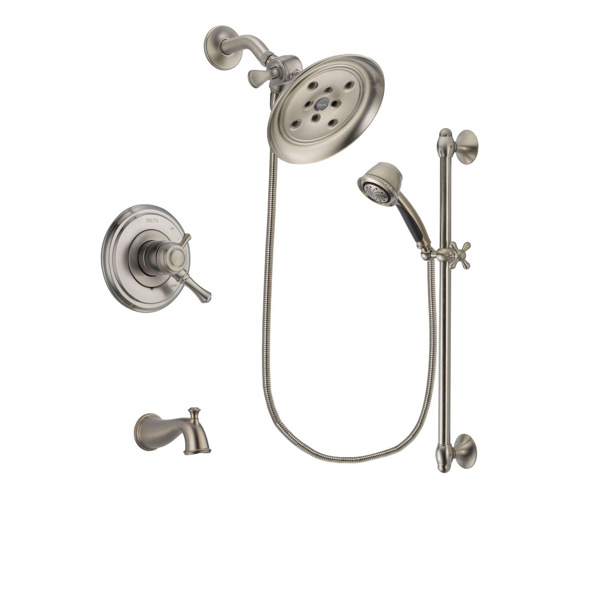 Delta Cassidy Stainless Steel Finish Tub and Shower System w/Hand Spray DSP1341V