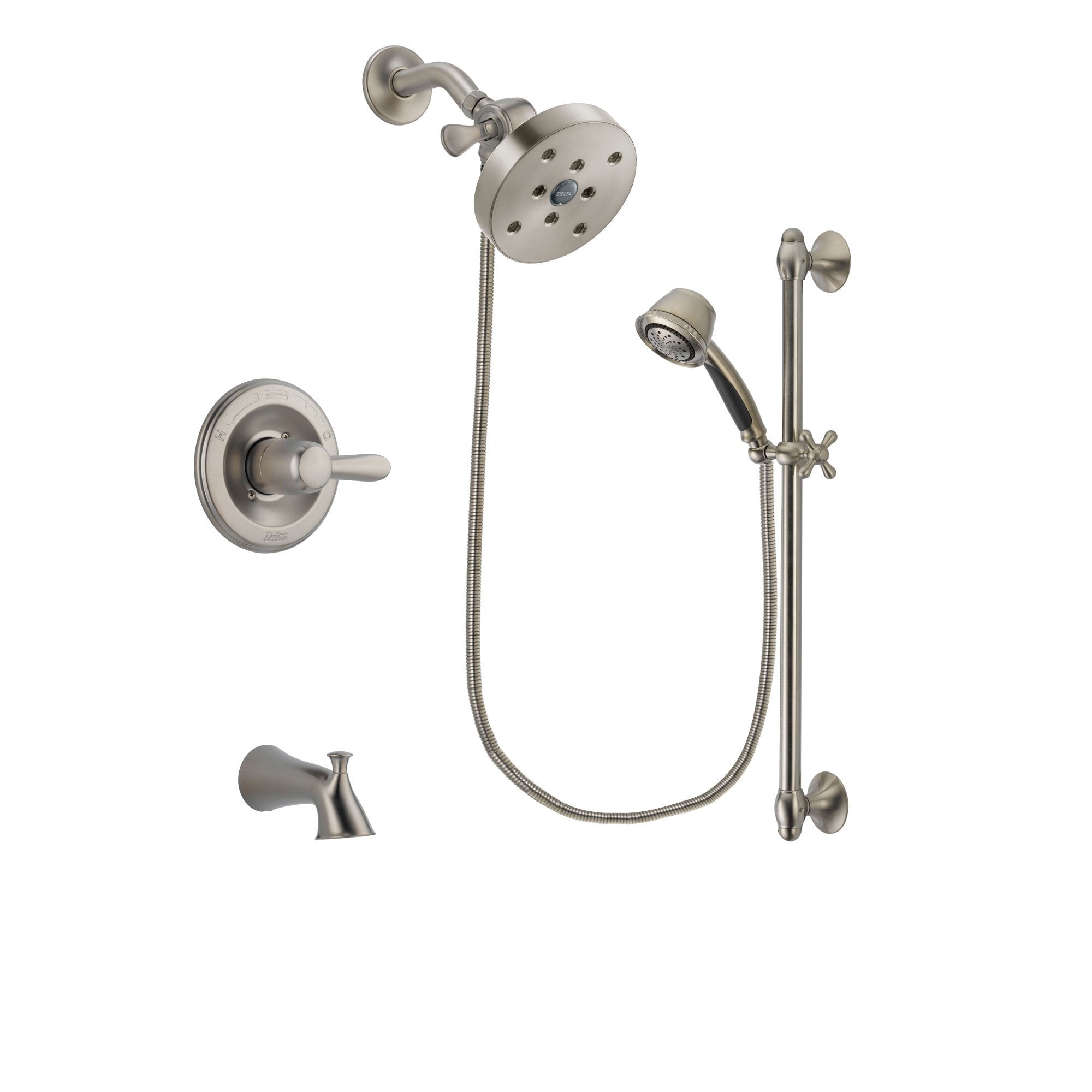Delta Lahara Stainless Steel Finish Tub and Shower System w/Hand Shower DSP1353V