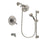 Delta Leland Stainless Steel Finish Dual Control Tub and Shower Faucet System Package with 5-1/2 inch Shower Head and 5-Spray Personal Handshower with Slide Bar Includes Rough-in Valve and Tub Spout DSP1369V