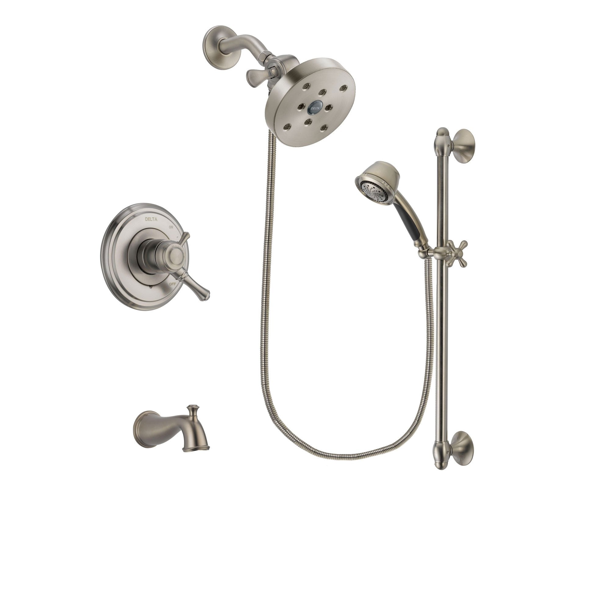 Delta Cassidy Stainless Steel Finish Tub and Shower System w/Hand Spray DSP1375V