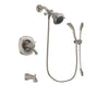 Delta Addison Stainless Steel Finish Thermostatic Tub and Shower Faucet System Package with Shower Head and Handshower with Slide Bar Includes Rough-in Valve and Tub Spout DSP1383V