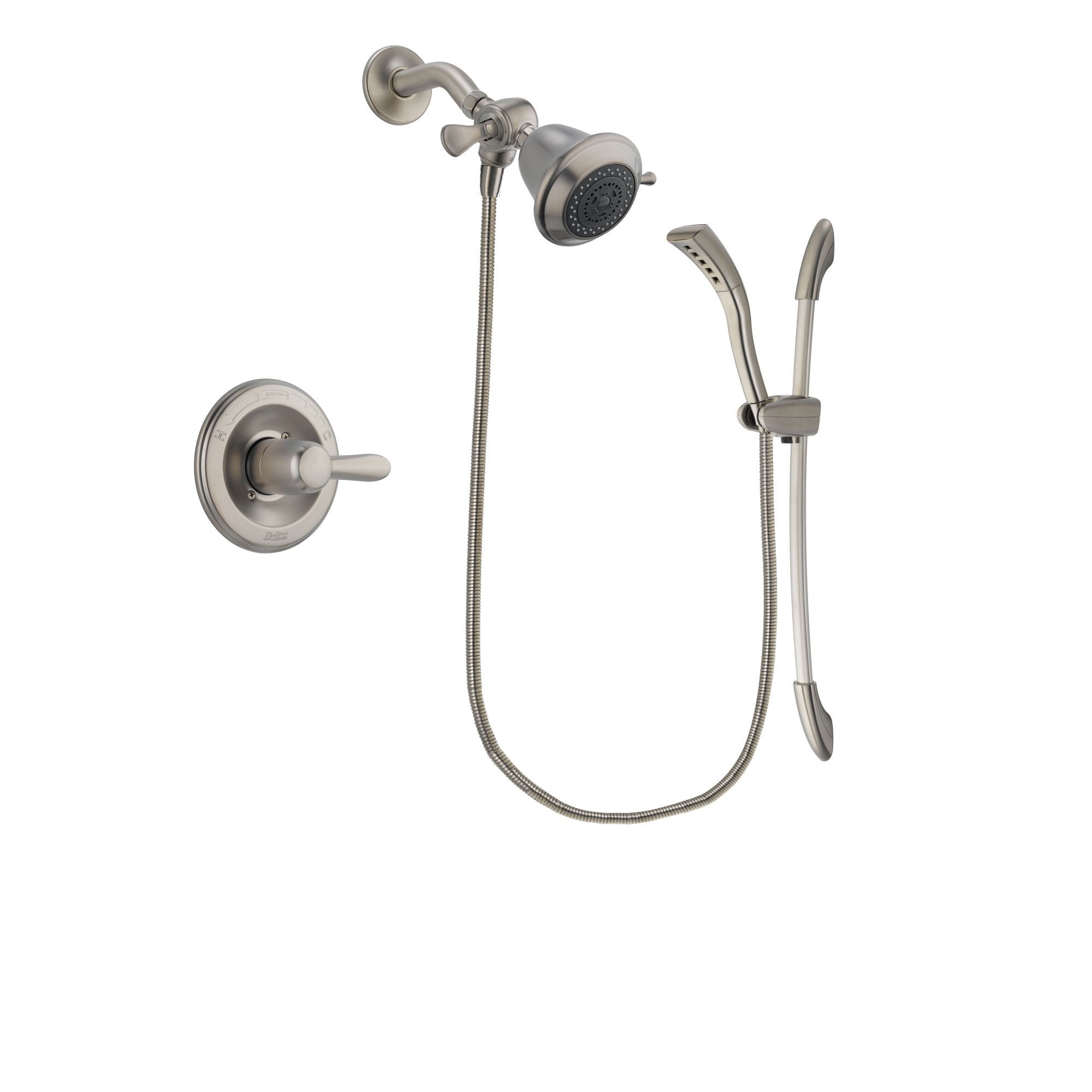 Delta Lahara Stainless Steel Finish Shower Faucet System Package with Shower Head and Handshower with Slide Bar Includes Rough-in Valve DSP1388V