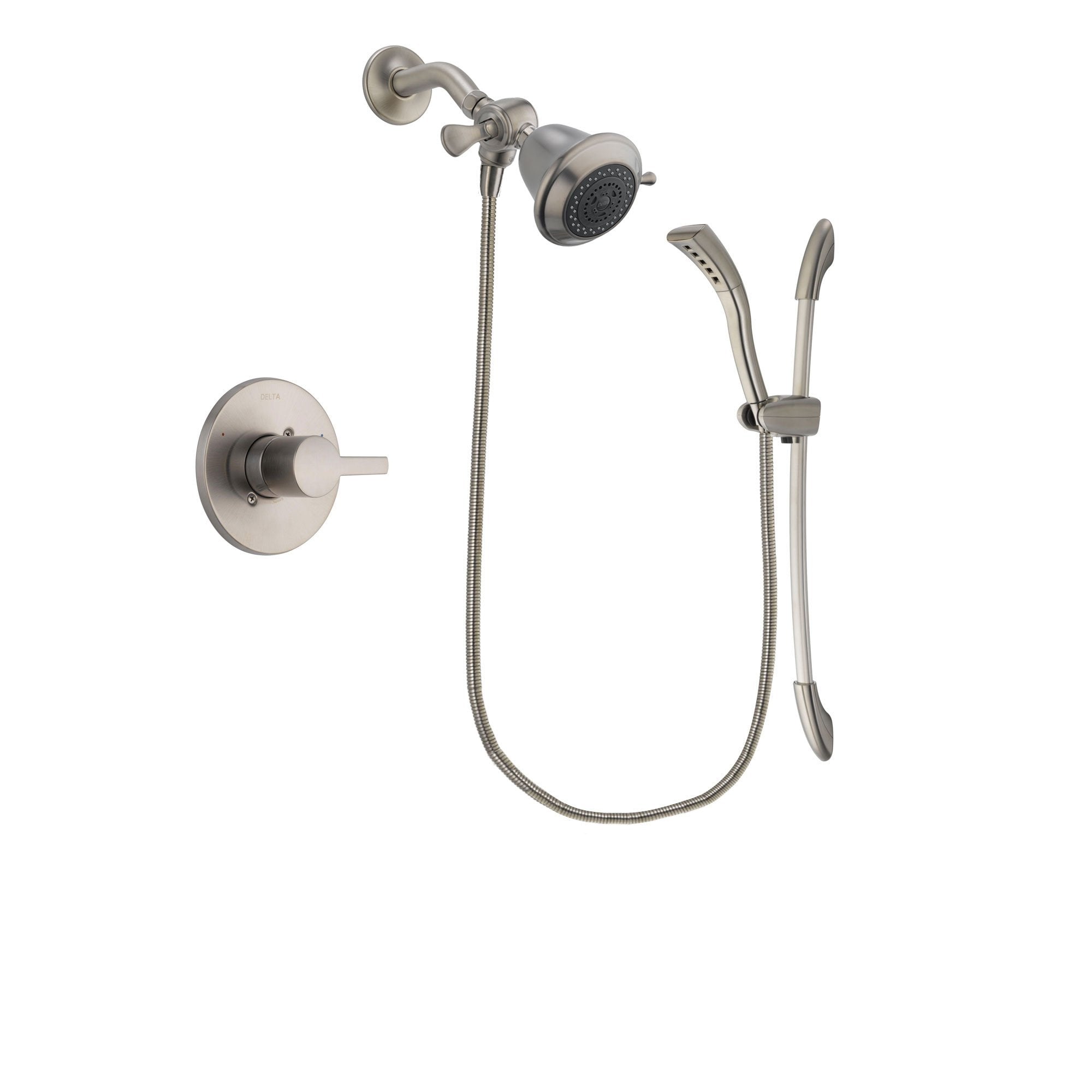 Delta Compel Stainless Steel Finish Shower Faucet System Package with Shower Head and Handshower with Slide Bar Includes Rough-in Valve DSP1392V
