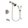 Delta Addison Stainless Steel Finish Tub and Shower Faucet System Package with Shower Head and Handshower with Slide Bar Includes Rough-in Valve and Tub Spout DSP1393V