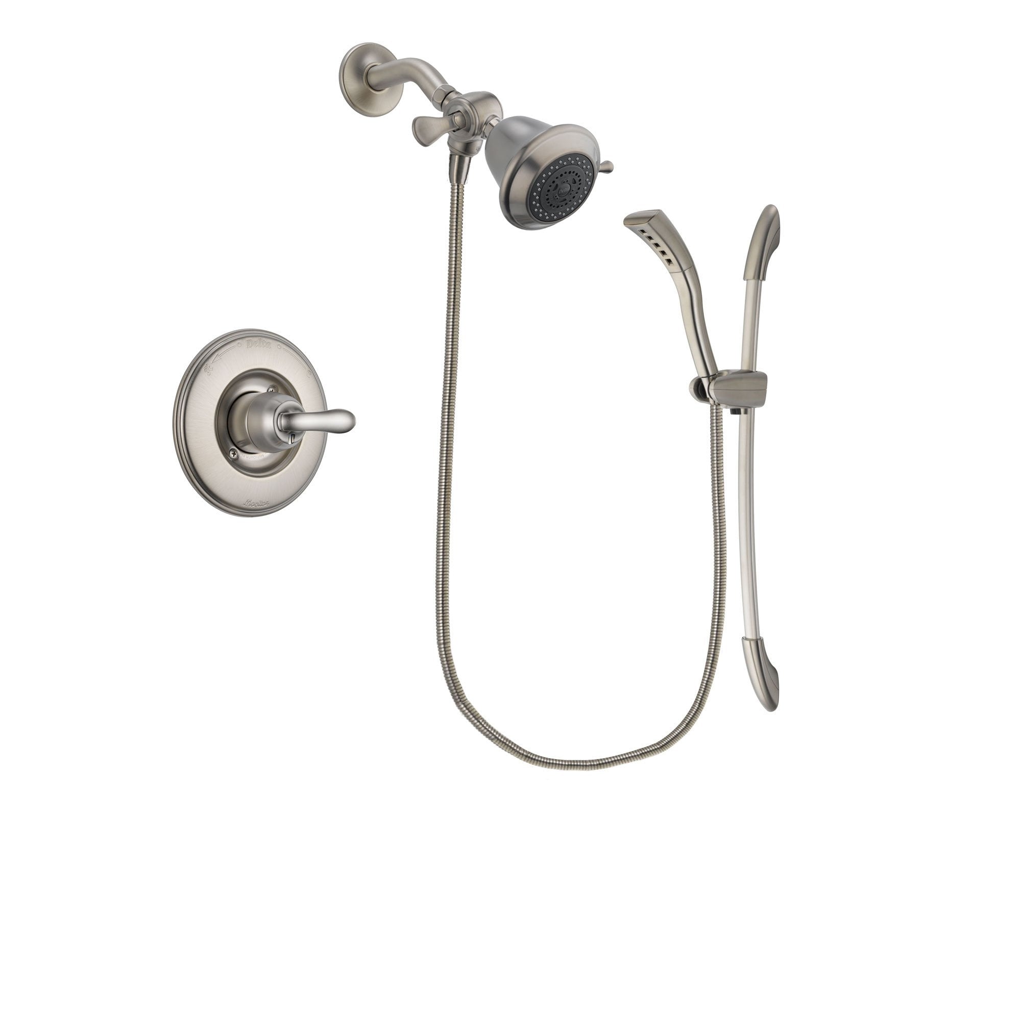 Delta Linden Stainless Steel Finish Shower Faucet System Package with Shower Head and Handshower with Slide Bar Includes Rough-in Valve DSP1396V