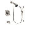 Delta Addison Stainless Steel Finish Dual Control Tub and Shower Faucet System Package with Shower Head and Handshower with Slide Bar Includes Rough-in Valve and Tub Spout DSP1405V