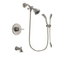 Delta Trinsic Stainless Steel Finish Tub and Shower Faucet System Package with Water Efficient Showerhead and Handshower with Slide Bar Includes Rough-in Valve and Tub Spout DSP1423V