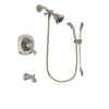 Delta Addison Stainless Steel Finish Dual Control Tub and Shower Faucet System Package with Water Efficient Showerhead and Handshower with Slide Bar Includes Rough-in Valve and Tub Spout DSP1439V