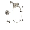 Delta Lahara Stainless Steel Finish Tub and Shower Faucet System Package with Large Rain Showerhead and Handshower with Slide Bar Includes Rough-in Valve and Tub Spout DSP1455V