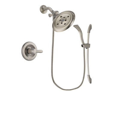 Delta Lahara Stainless Steel Finish Shower Faucet System Package with Large Rain Showerhead and Handshower with Slide Bar Includes Rough-in Valve DSP1456V