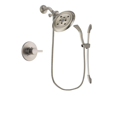 Delta Compel Stainless Steel Finish Shower Faucet System Package with Large Rain Showerhead and Handshower with Slide Bar Includes Rough-in Valve DSP1460V