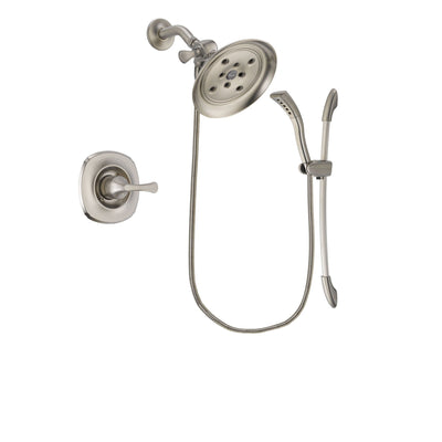 Delta Addison Stainless Steel Finish Shower Faucet System Package with Large Rain Showerhead and Handshower with Slide Bar Includes Rough-in Valve DSP1462V