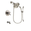 Delta Trinsic Stainless Steel Finish Dual Control Tub and Shower Faucet System Package with Large Rain Showerhead and Handshower with Slide Bar Includes Rough-in Valve and Tub Spout DSP1467V