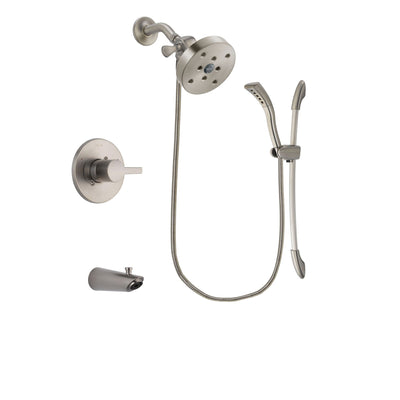 Delta Compel Stainless Steel Finish Tub and Shower Faucet System Package with 5-1/2 inch Shower Head and Handshower with Slide Bar Includes Rough-in Valve and Tub Spout DSP1493V