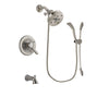 Delta Lahara Stainless Steel Finish Dual Control Tub and Shower Faucet System Package with 5-1/2 inch Shower Head and Handshower with Slide Bar Includes Rough-in Valve and Tub Spout DSP1499V
