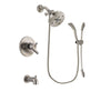 Delta Trinsic Stainless Steel Finish Dual Control Tub and Shower Faucet System Package with 5-1/2 inch Shower Head and Handshower with Slide Bar Includes Rough-in Valve and Tub Spout DSP1501V