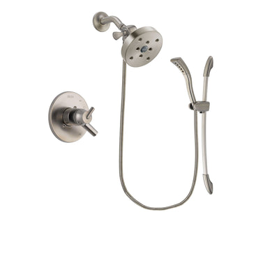 Delta Trinsic Stainless Steel Finish Dual Control Shower Faucet System Package with 5-1/2 inch Shower Head and Handshower with Slide Bar Includes Rough-in Valve DSP1502V