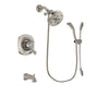 Delta Addison Stainless Steel Finish Dual Control Tub and Shower Faucet System Package with 5-1/2 inch Shower Head and Handshower with Slide Bar Includes Rough-in Valve and Tub Spout DSP1507V