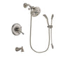 Delta Cassidy Stainless Steel Finish Dual Control Tub and Shower Faucet System Package with 5-1/2 inch Shower Head and Handshower with Slide Bar Includes Rough-in Valve and Tub Spout DSP1511V