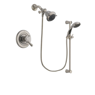 Delta Leland Stainless Steel Finish Dual Control Shower Faucet System Package with Shower Head and Handheld Shower Spray with Slide Bar Includes Rough-in Valve DSP1540V