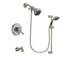 Delta Cassidy Stainless Steel Finish Dual Control Tub and Shower Faucet System Package with Shower Head and Handheld Shower Spray with Slide Bar Includes Rough-in Valve and Tub Spout DSP1545V