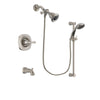 Delta Addison Stainless Steel Finish Tub and Shower Faucet System Package with Water Efficient Showerhead and Handheld Shower Spray with Slide Bar Includes Rough-in Valve and Tub Spout DSP1563V