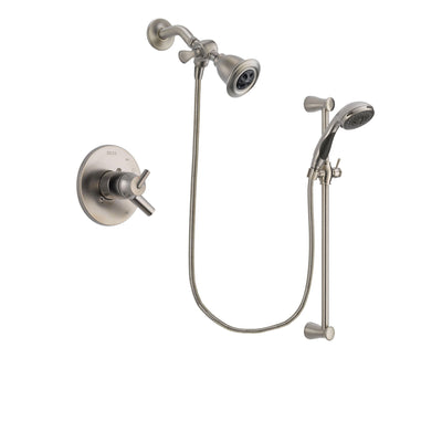 Delta Trinsic Stainless Steel Finish Dual Control Shower Faucet System Package with Water Efficient Showerhead and Handheld Shower Spray with Slide Bar Includes Rough-in Valve DSP1570V