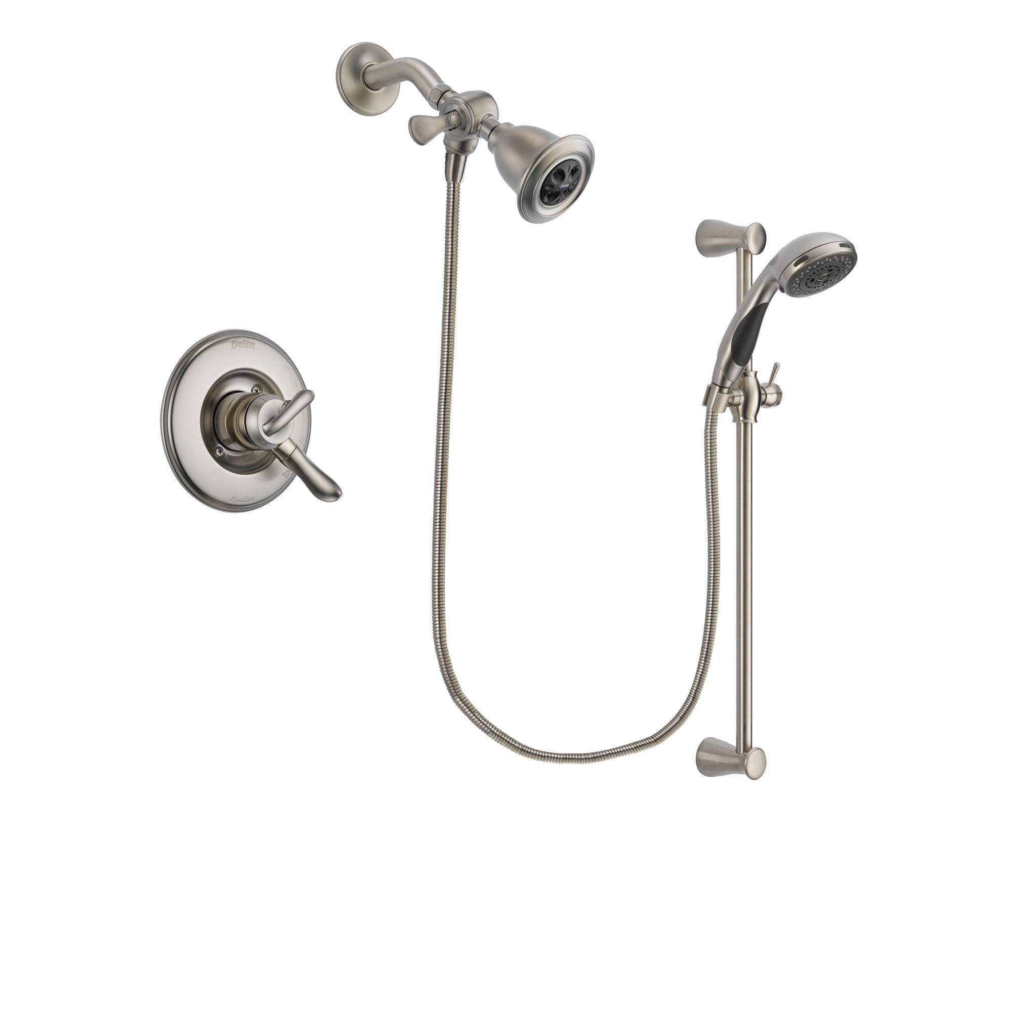Delta Linden Stainless Steel Finish Dual Control Shower Faucet System Package with Water Efficient Showerhead and Handheld Shower Spray with Slide Bar Includes Rough-in Valve DSP1578V
