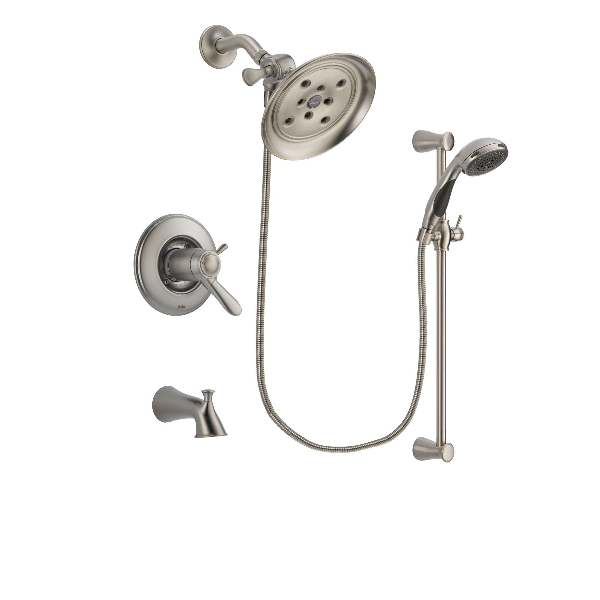 Delta Lahara Stainless Steel Finish Tub and Shower System w/Hand Shower DSP1581V